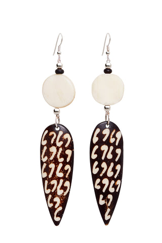 LONG CAMPFIRE WHITE JAZZY BROWN EARRINGS