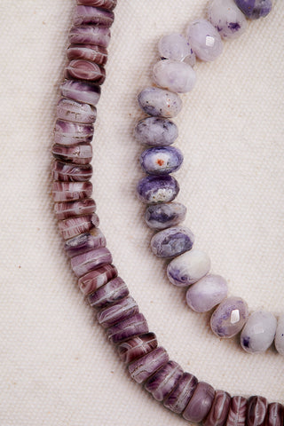 PURPLE CHALCEDONY AND AGATE SHELL NECKLACE