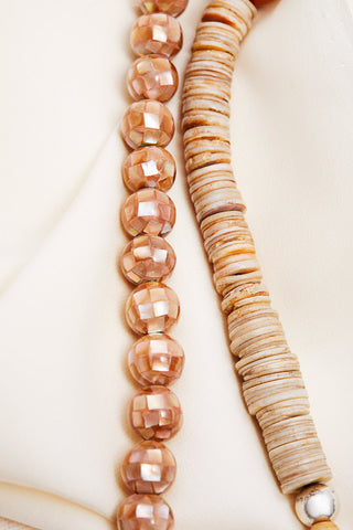 LONG CREAM AND AMBER GODDESS NECKLACE