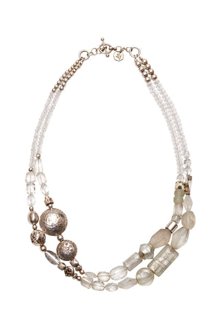 ILLUMINATIONS CRYSTAL QUARTZ AND STERLING SILVER CHUNKY DOUBLE STRAND NECKLACE