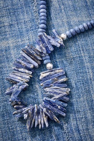 Faded Denim Opal And Kyanite Rugged Chain Necklace
