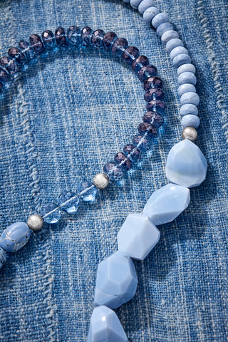Deep Mystic Blue Topaz And Denim Blue Opal Necklace