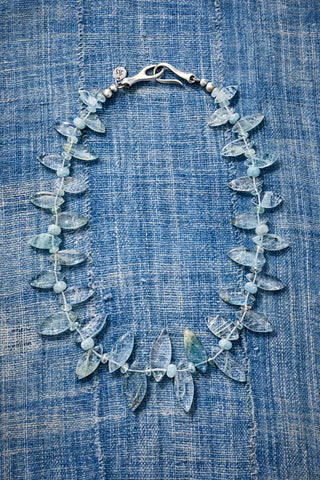 Aquamarine Leaf Choker Necklace