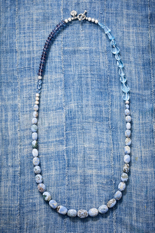 Luminous Blue Topaz and Denim Opal Necklace