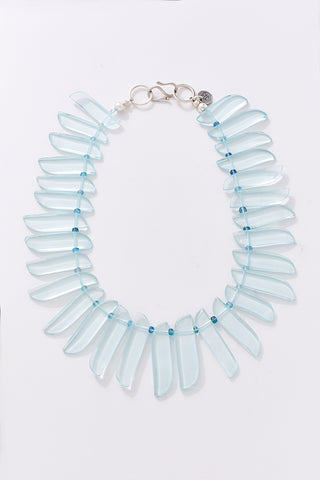 Translucent Aqua Quartz Fan Choker Necklace