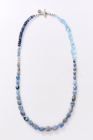 Luminous Blue Topaz and Denim Opal Necklace