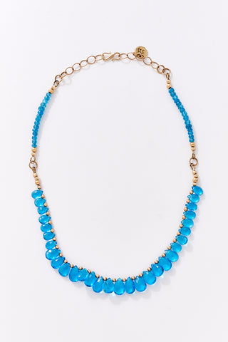 14k Gold London Blue Briolette Choker Necklace