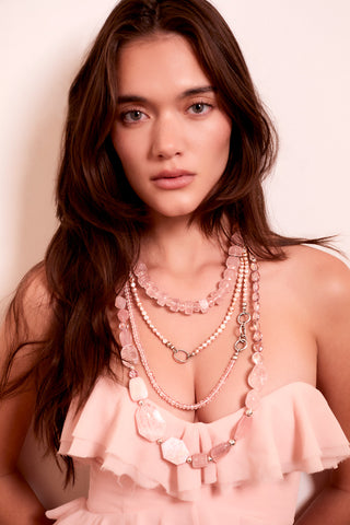 PINK  MODERN kISS ME ON  MY COLLAR BONE GLAMOUR NECKLACE
