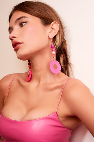 NEON HOT PINK I KNOW WHAT POP ART IS EARRINGS
