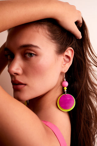 PINK AND YELLOW POP ART I KNOW WHO WARHOL WAS EARRINGS
