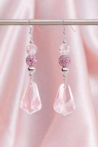 YOU CAN TRY WITH PERFUME, A HAND WRITTEN POEM AND A ROSE  CRYSTAL QUARTZ EARRINGS