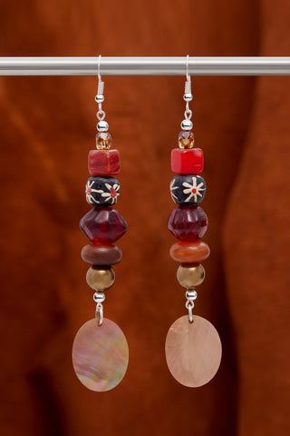RED AMBER AND GOLD FESTIVE EARRINGS