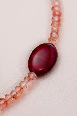 PINK AND RED FRESHWATER PEARL AND GLASS CANDY WRAP AROUND NECKLACE