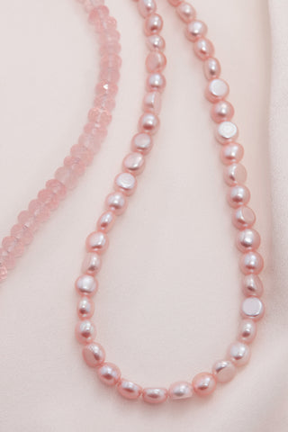 CLASSIC ROSE QUARTZ AND PINK FRESHWATER PEARL NECKLACE