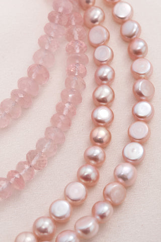 CLASSIC ROSE QUARTZ AND PINK FRESHWATER PEARL NECKLACE
