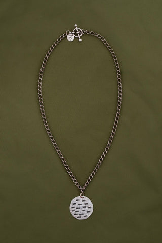 OXIDIZED SILVER MULTIPLE LOVE CHAIN NECKLACE