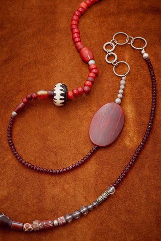 CAMPFIRE EARTH BOLD RED ULTRA LONG WRAP AROUND NECKLACE