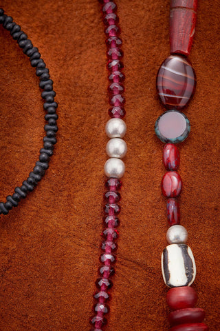 CAMPFIRE EARTH BOLD RED ULTRA LONG WRAP AROUND NECKLACE