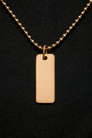 14K GOLD BEAD CHAIN WITH RECTANGLE PENDANT