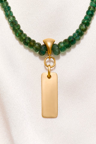 EMERALD NECKLACE WITH 14K GOLD RECTANGLE PENDANT