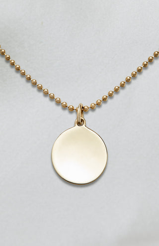 14K GOLD BEAD CHAIN WITH CONCAVE CIRCLE PENDANT SMALL