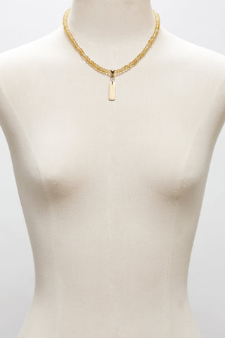 CITRINE NECKLACE WITH 14K GOLD RECTANGLE PENDANT