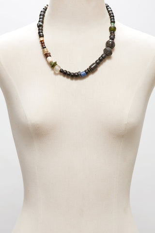 BLACK WITH SPARKS OF BLUE AND GREEN NECKLACE
