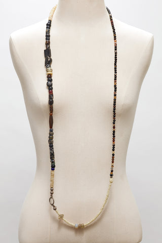 LONG BLACK AGATE AND CREAM OASIS NECKLACE