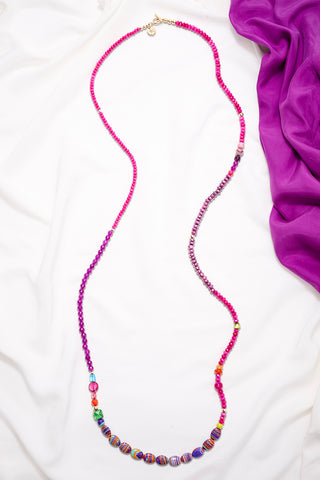 LONG PINK AND FUSHIA MAGICAL JOURNEY NECKLACE