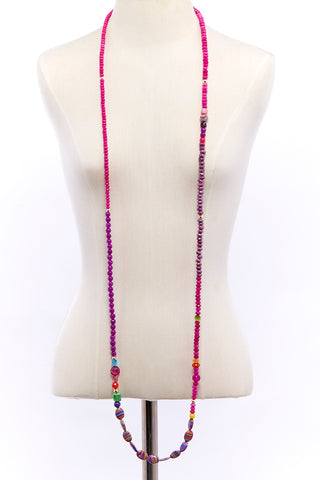 LONG PINK AND FUSHIA MAGICAL JOURNEY NECKLACE