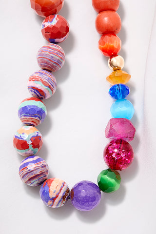 BRIGHT PEACH ECLECTIC COLORFUL WORLD NECKLACE