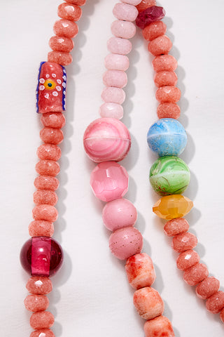 PINK PEACH ECLECTIC COLORFUL WORLD NECKLACE