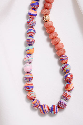 PINK PEACH ECLECTIC COLORFUL WORLD NECKLACE