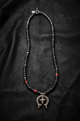 BLACK AND RED  VINTAGE  STERLING SILVER NAJA NECKLACE