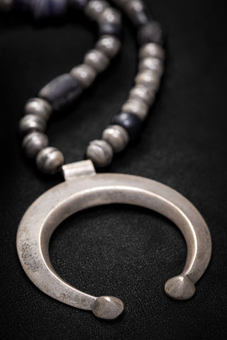 OXIDIZED STERLING SILVER AND VINTAGE NAJA NECKLACE