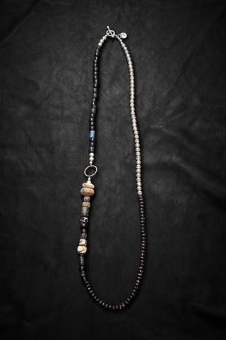 BLACK AND BLUE TERRA COTTA EARTH NECKLACE