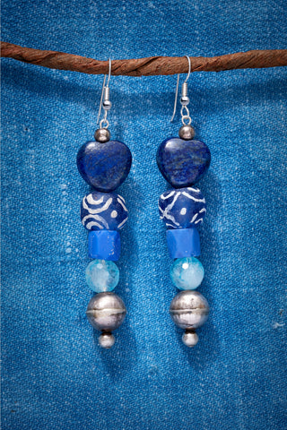 LAPIS HEART AND SOUL STERLING SILVER EARRINGS