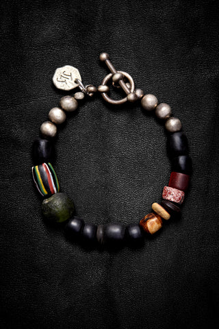 CAMPFIRE BLACK FOREST GREEN AND DEEP RED BRACELET