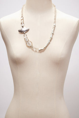 ETHEREAL CRYSTAL QUARTZ AND STERLING SILVER SHELL NECKLACE