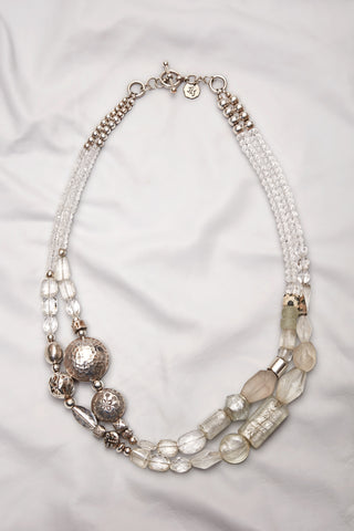 ILLUMINATIONS CRYSTAL QUARTZ AND STERLING SILVER CHUNKY DOUBLE STRAND NECKLACE