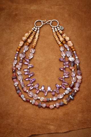 COWGIRL AND LILAC MULTI-STRAND NECKLACE