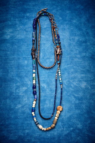 SHADES OF BLUE ULTRA LONG WRAP-AROUND NECKLACE