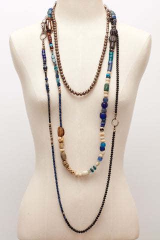 SHADES OF BLUE ULTRA LONG WRAP-AROUND NECKLACE