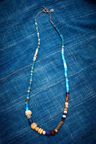 SKY BLUE AND AMBER NECKLACE