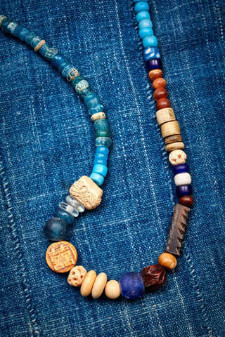 SKY BLUE AND AMBER NECKLACE