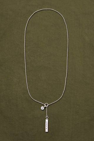 STERLING SILVER LOVE LARIAT CHAIN NECKLACE