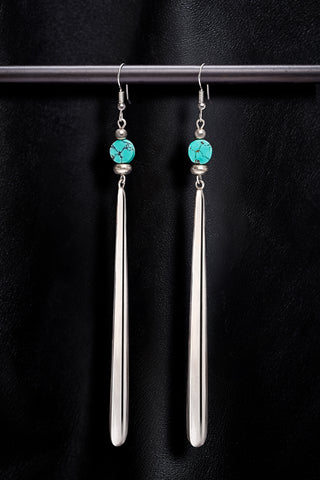 MODERN TURQUOISE AND STERLING SILVER OBLONG DROP EARRINGS