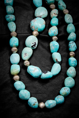 SOFT BLUE TURQUOISE DOUBLE STRAND NECKLACE