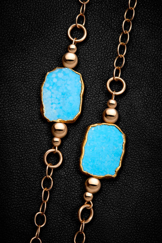 14K GOLD CHAIN AND TURQUOISE NECKLACE