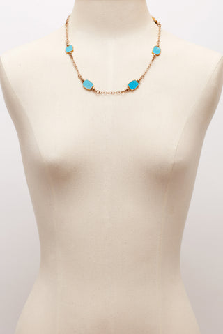14K GOLD CHAIN AND TURQUOISE NECKLACE